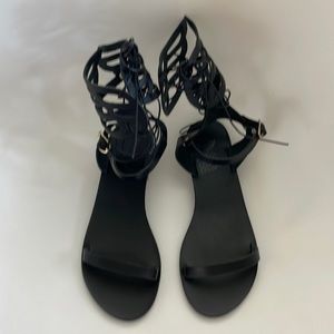 Ancient Greek Sandals Black Lace Up Beauty size 39